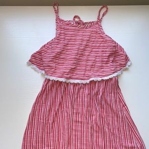 Girls pink and white striped maxi dress